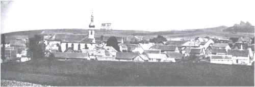 Panorama von Eiterfeld mit der Seilbahnstütze